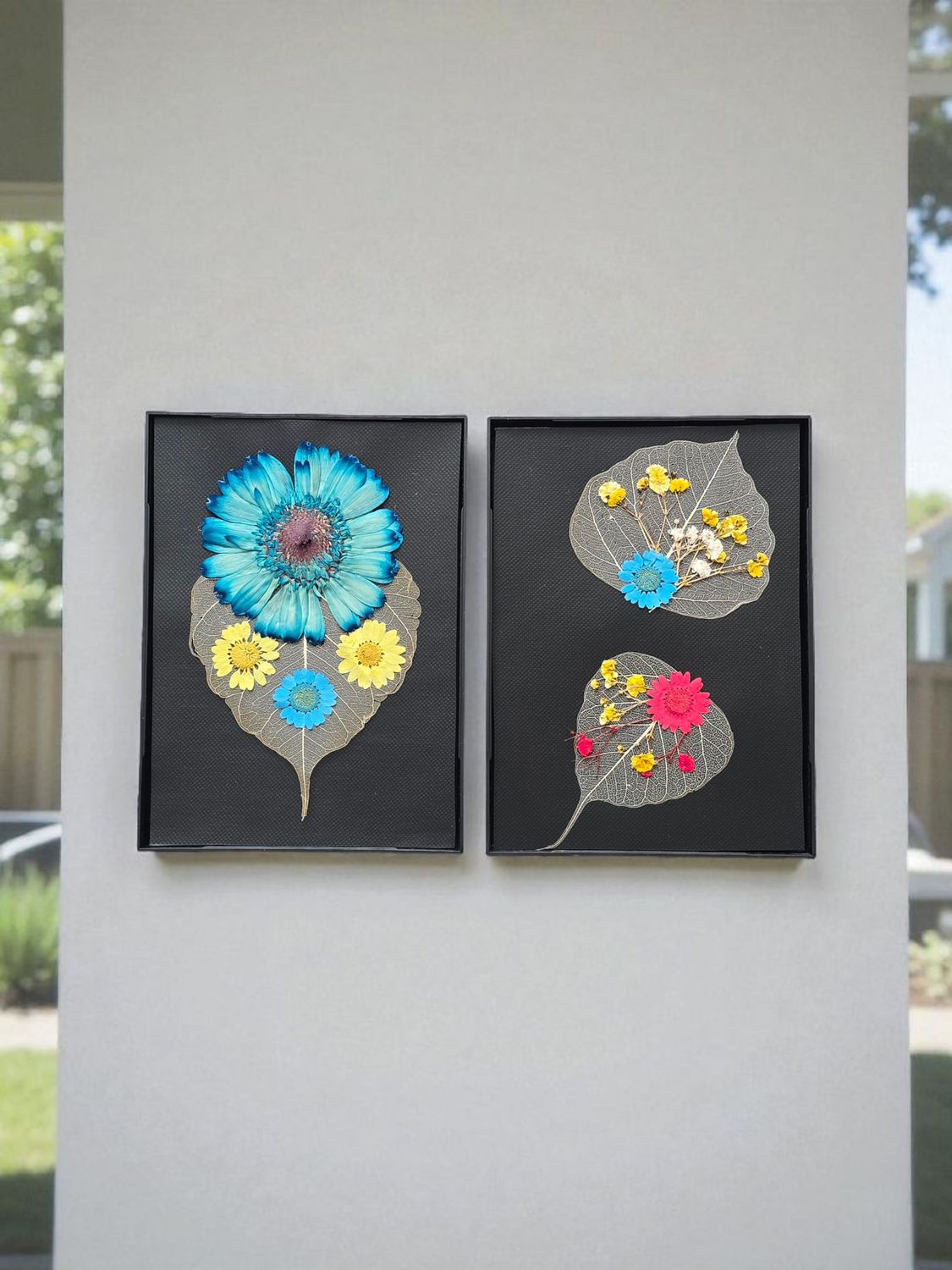 Pressed Flower Wall Art | Botanical Frame 5x7 | Handmade Gift with Real Dried Flowers | Rustic Fall Home Decor