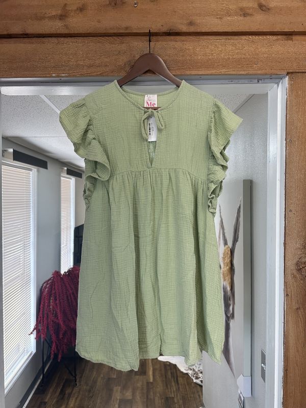 Gauze Dress-Sage