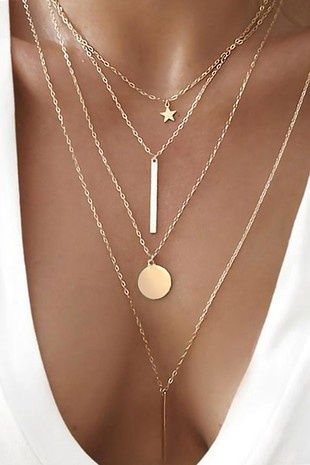 Stainless Steel Chain Necklace-Double Bar