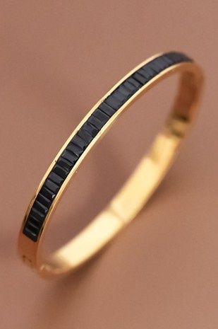 Stainless Steel Hinged Bangle-Black