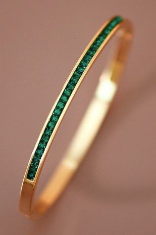 Stainless steel hinged bangle-Green