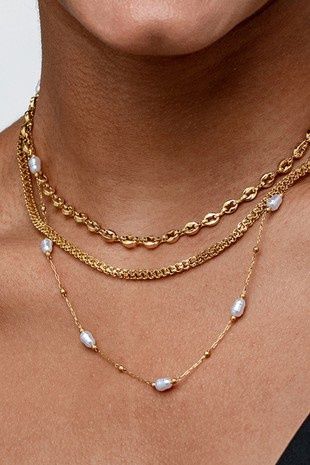 Stainless Steel Triple Layered Chunky Chain Necklace