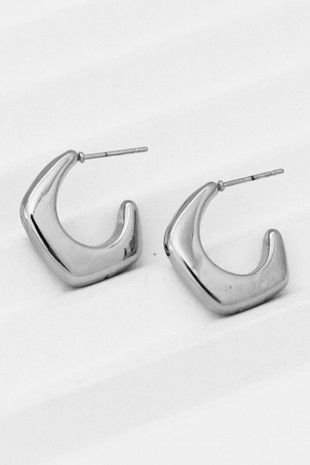 Stainless Steel Hoop Earrings-Silver