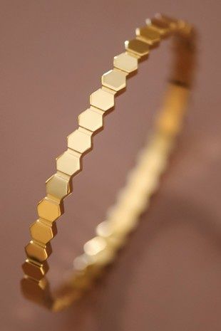 Stainless steel hinged bangle bracelet-Honeycomb