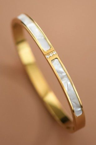 Stainless steel hinged bangle-White