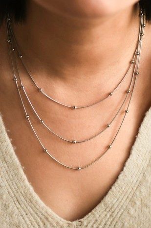 Stainless Steel Layered Ball Chain Necklace