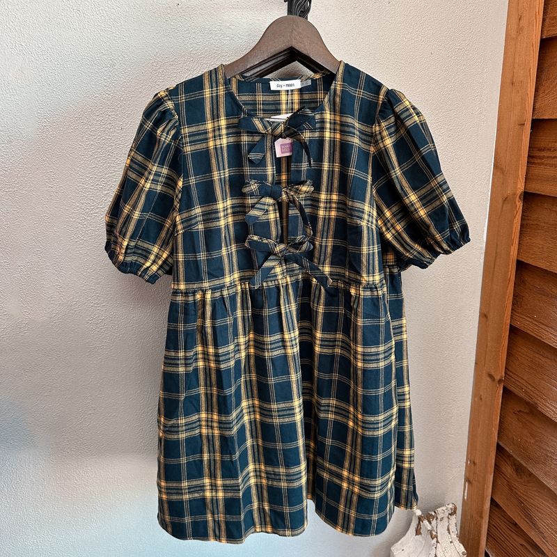 Navy/Yellow Plaid Dress