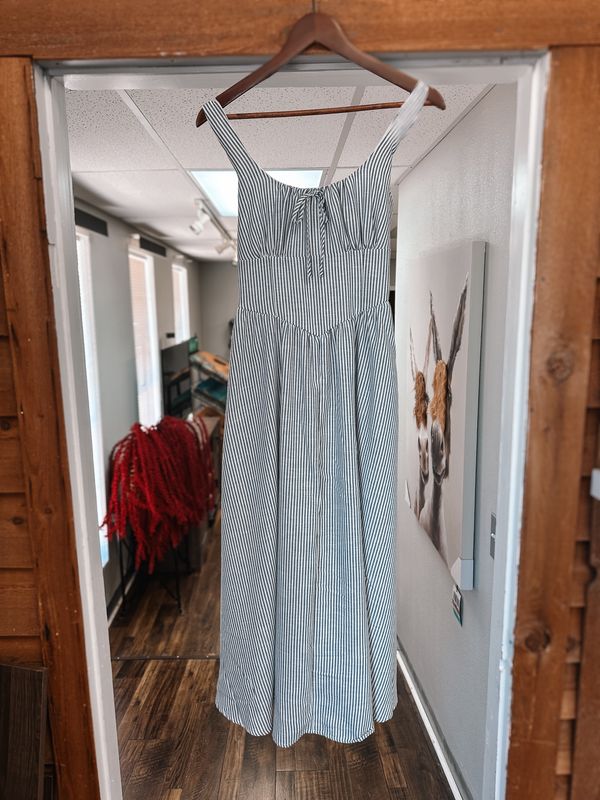 Corset Midi Dress-Navy