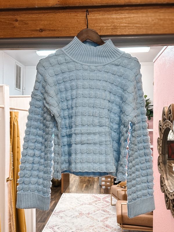 Mock Neck Sweater- Lt Blue