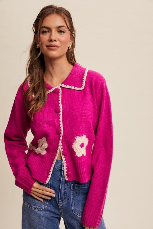 Floral Contrast Knit Cadi