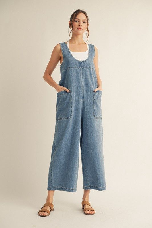 Wide Leg Denim Jumpsuit