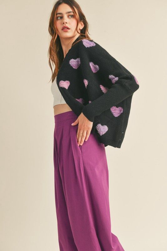 OMBRE HEART SWEATER CARDIGAN