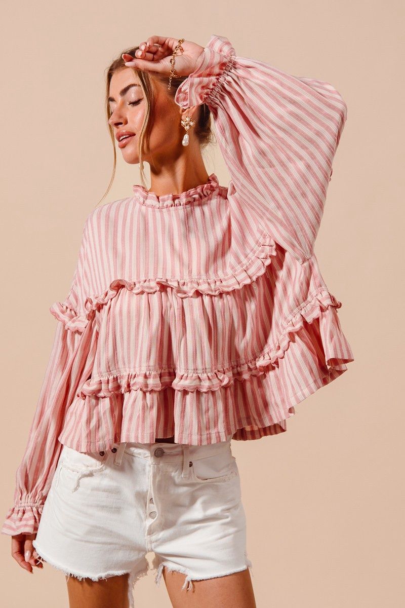 Variegated Stripe Reversible Flowy Boho Top