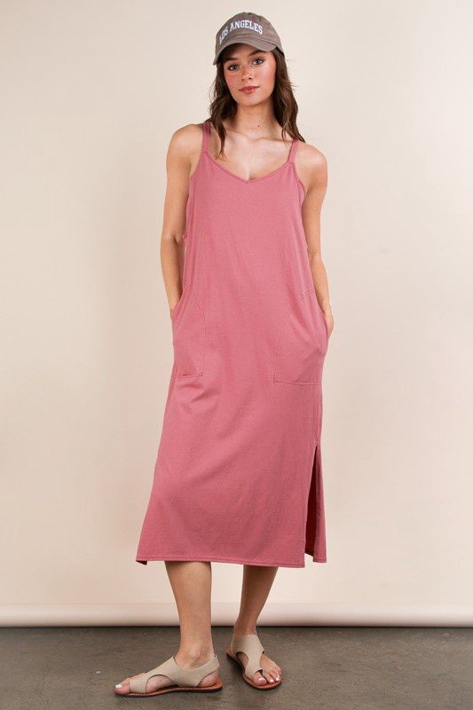 V-neck Sleeveless Casual Comfy Midi Dress