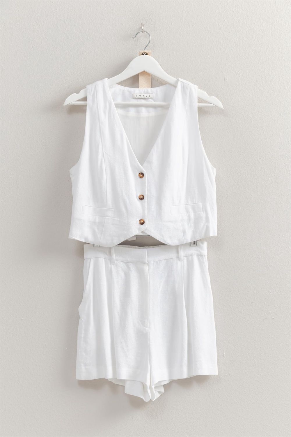 Linen Vest And Shorts Set