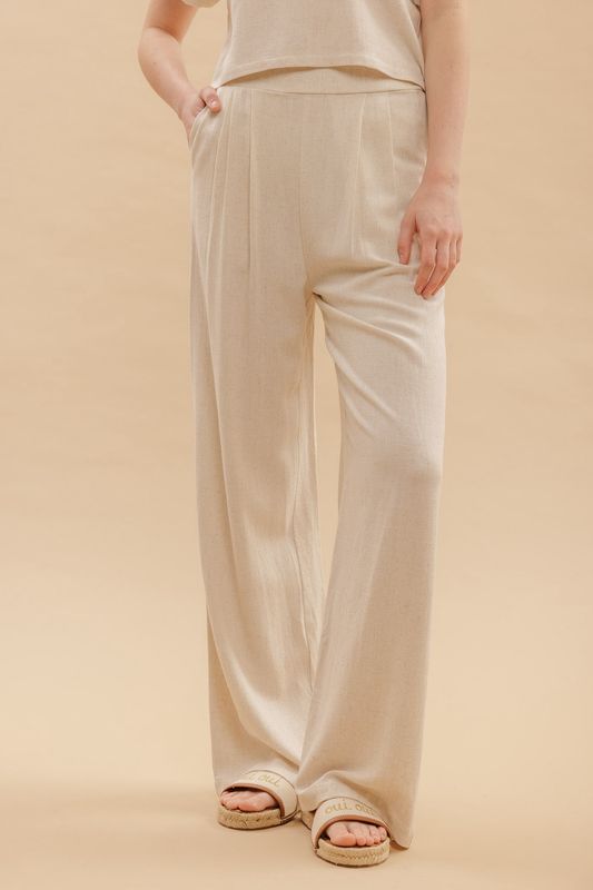 High Waist Wide Leg Pleated Pants