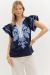 V-neck top featuring embroidered applique front