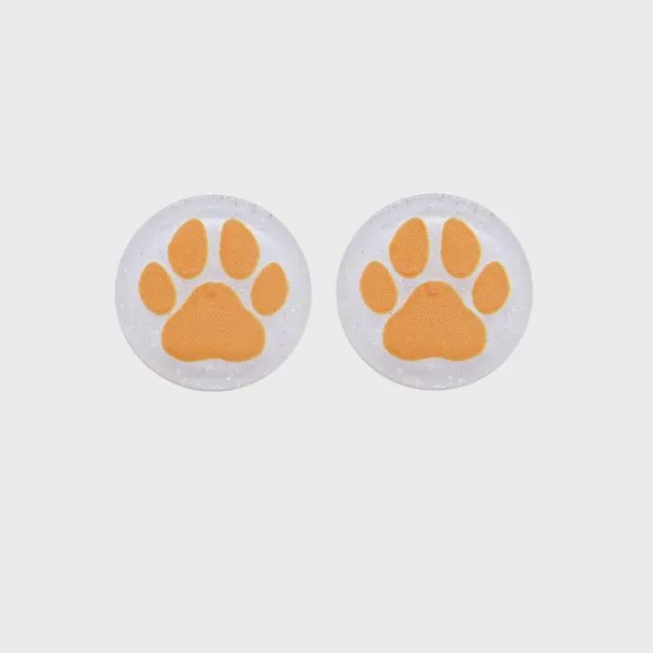 Round Paw Print Acrylic Glitter Stud Earring