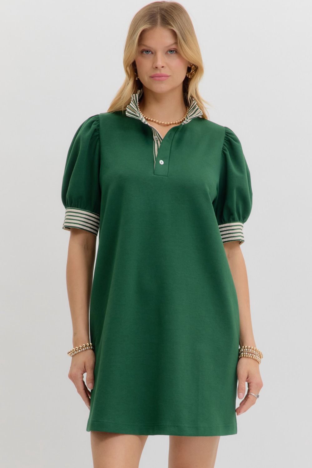 Solid short sleeve pullover polo dress