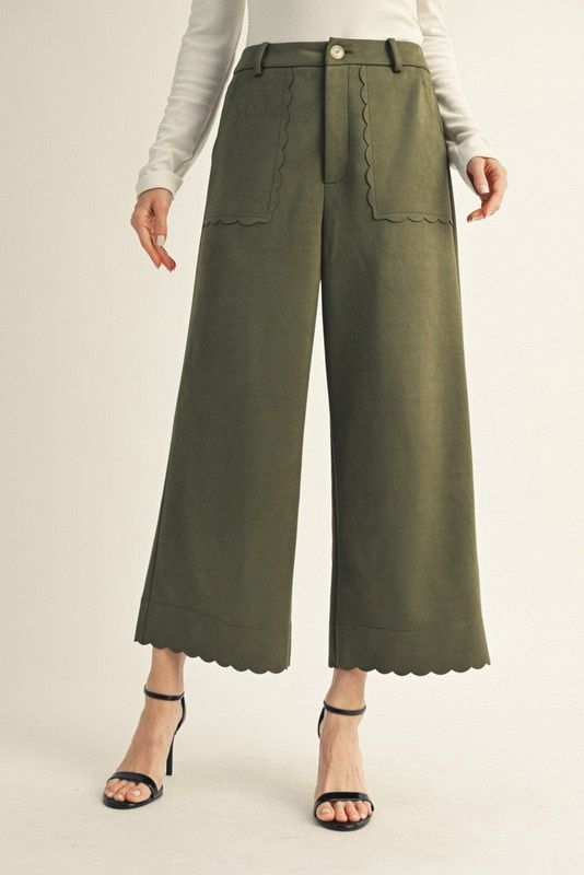 Scallop Edge Accent Suede Pants