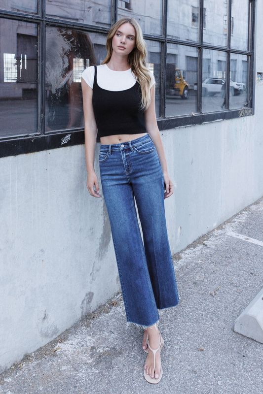 HIGH RISE TROUSER PRESS WIDE LEG JEANS