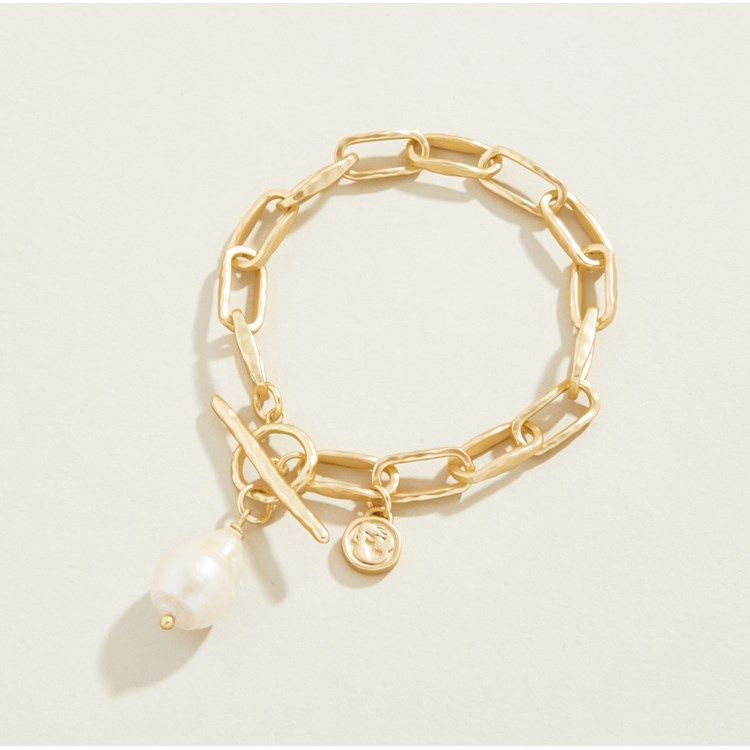 Alodie Toggle Bracelet Gold/Pearl