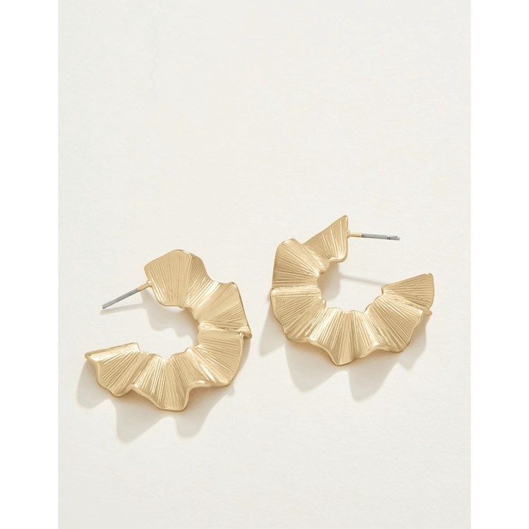 Ruffle Hoop Earrings Gold