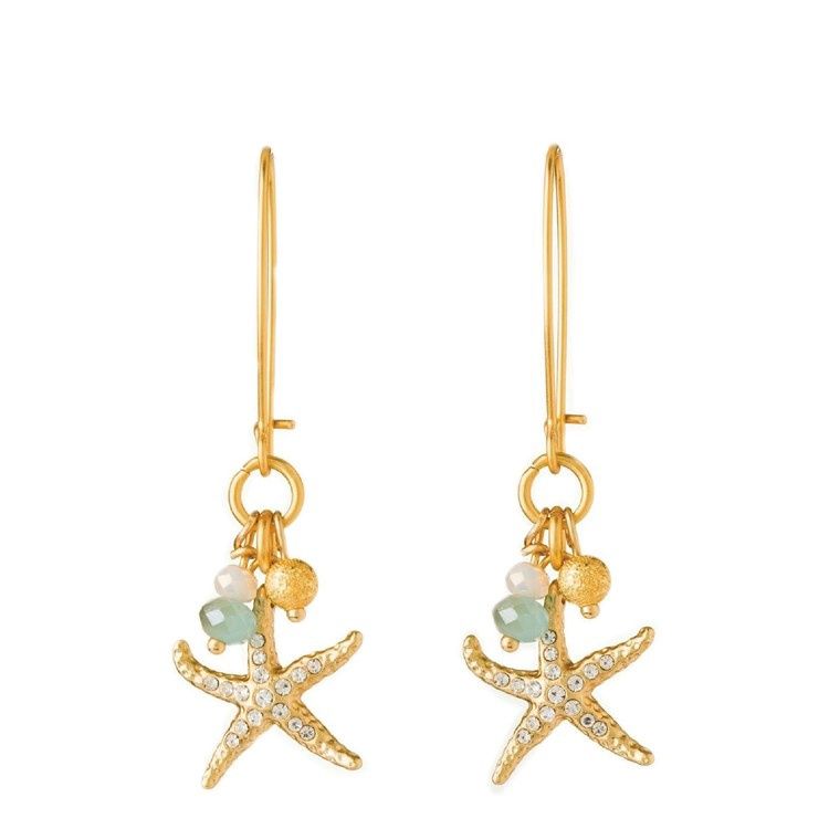 Starfish Sparkle Drop Earrings Gold