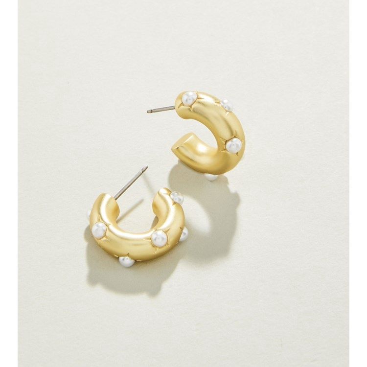 Chubby Hoop Earrings Pearl