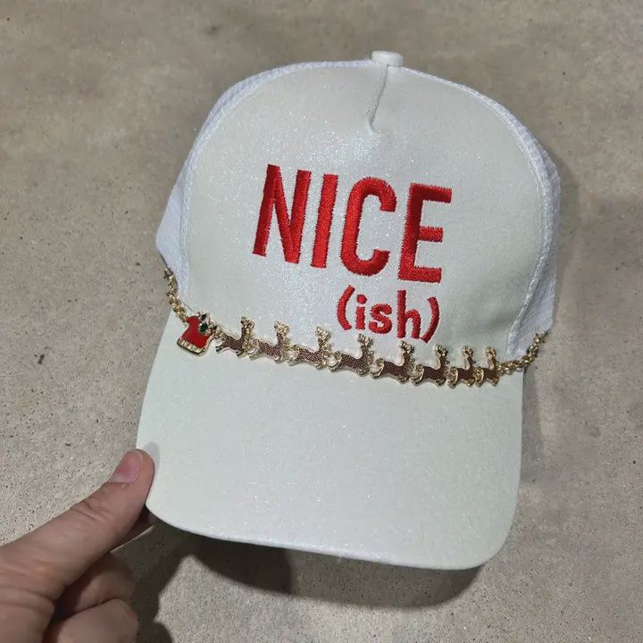 Nice-Ish Glitter Hat | Christmas Trucker | Santa | Ponytail