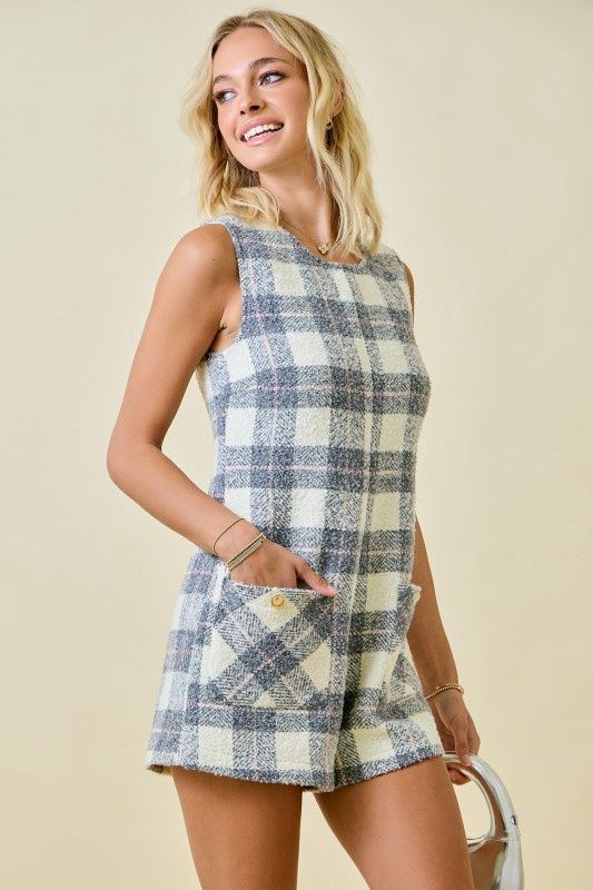 Sleeveless Tweed Romper