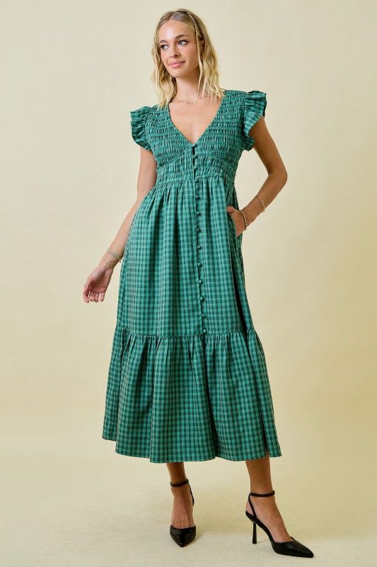 GINGHAM MIDI MAXI DRESS