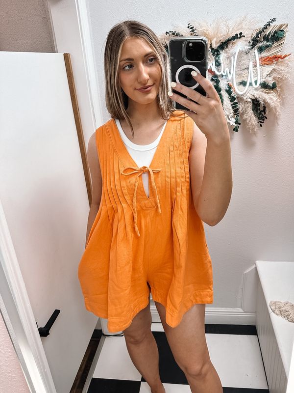 Washed Game Day Denim Romper