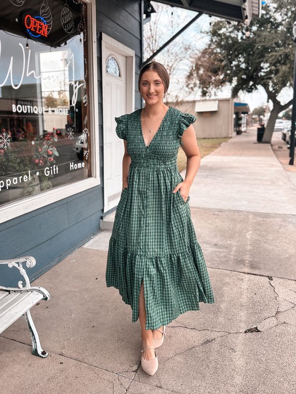 Gingham Green Maxi Dress