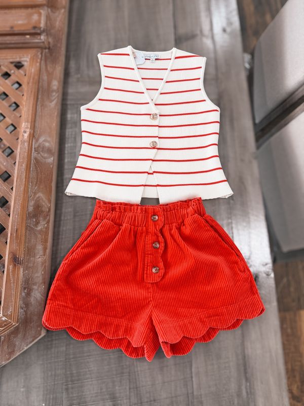 Corduroy Scallop Shorts