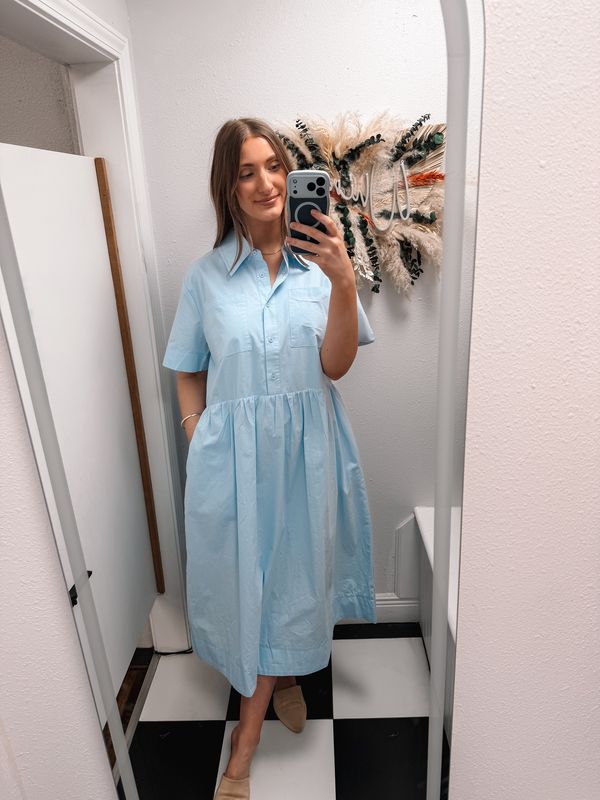 Button Down Midi Length Shirt Dress