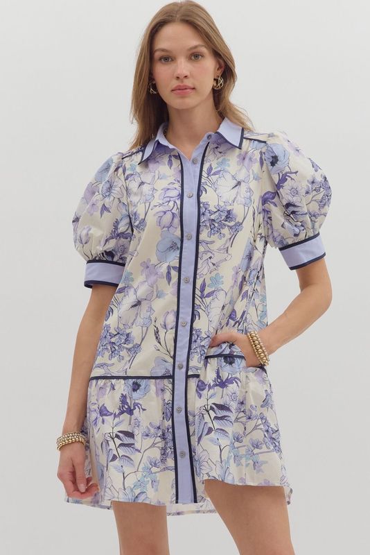 Floral print ruffle hem mini