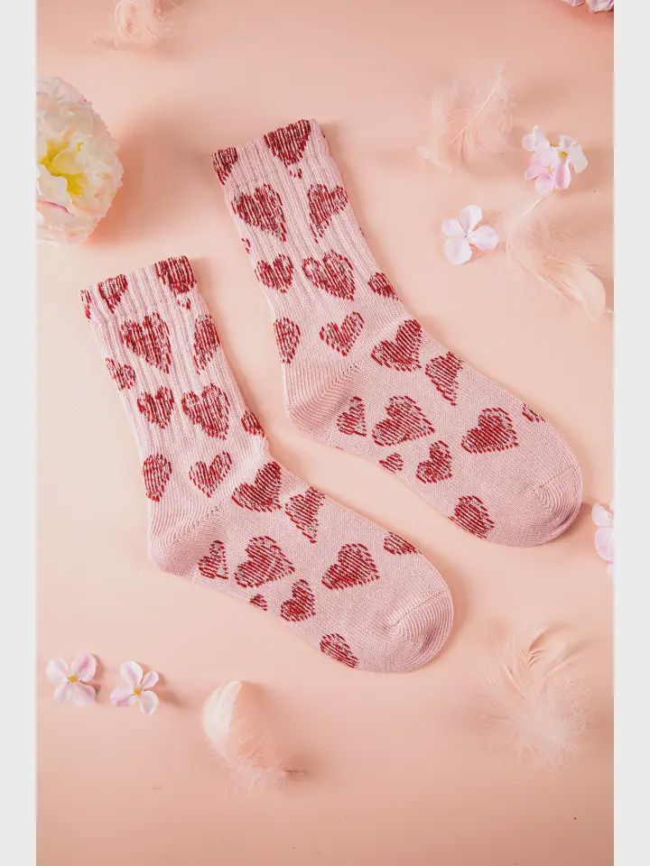 Love Vintage Heart Pattern Combed Cotton Socks