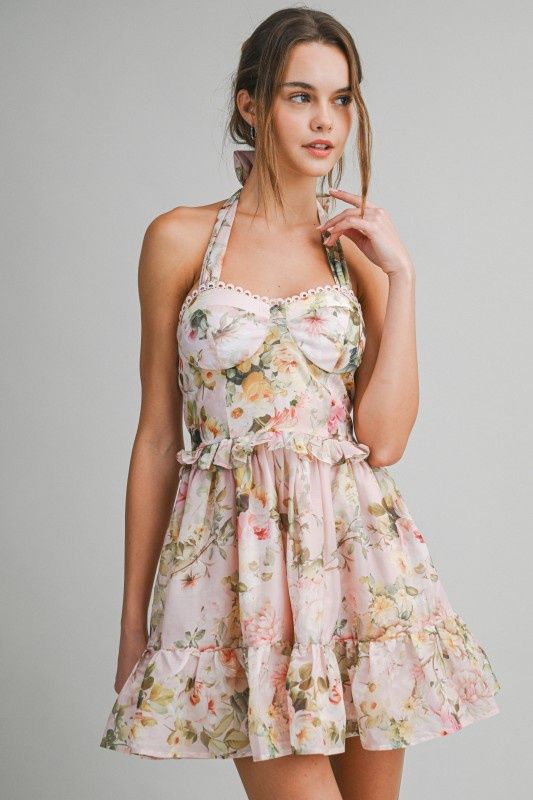 Floral Halter Mini Dress