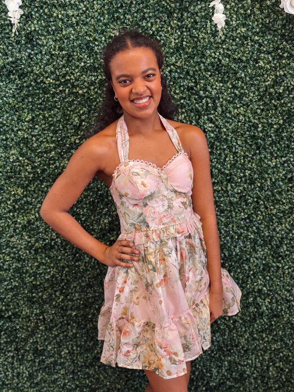 Floral Halter Mini Dress
