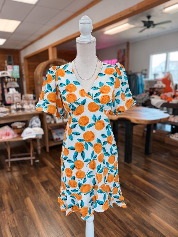 Oranges Ruffle Hem Dress