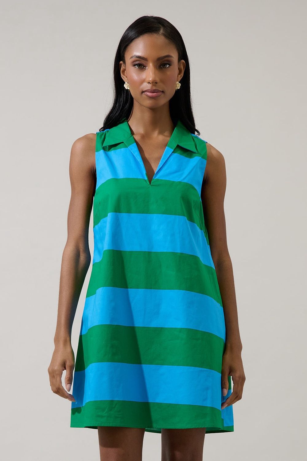 Valdy Striped Lexya Collared Shift Mini Dress