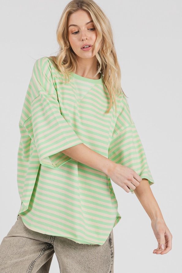 Striped Oversized Short Sleeve Top