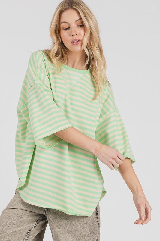 Striped Oversized Short Sleeve Top