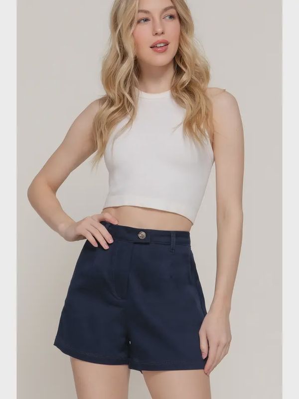 High Waist Side Pocket Stretch Shorts