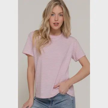 Short Sleeve Round Neck Y/D Stripe Tee