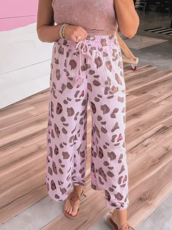 Drawstring Leopard Pants