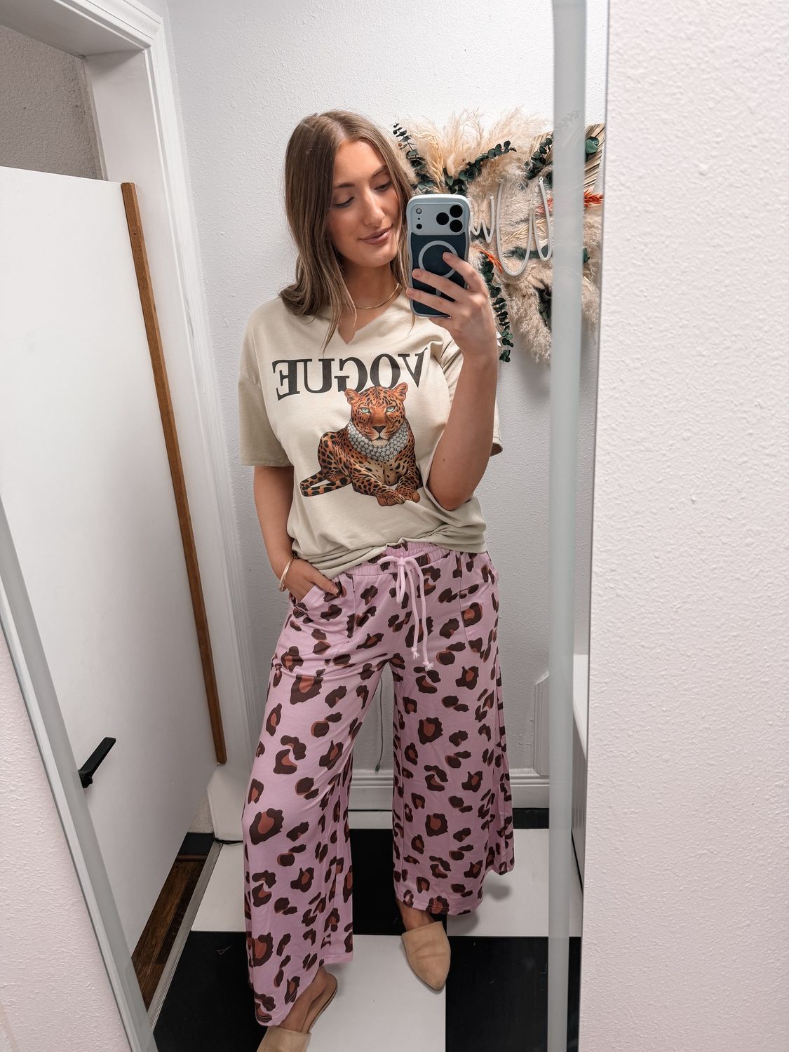 Drawstring Leopard Pants