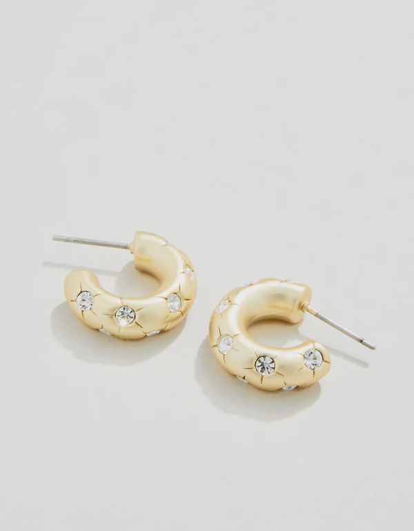 Chubby Hoop Earrings Crystal