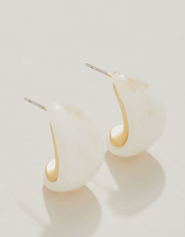 Dew Drop Hoop Earrings White Dew Drop Hoop Earrings White